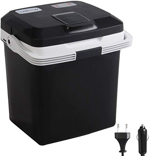 WOLTU AC/DC Nevera Termoeléctrica Portátil Calor/Frío Mini Refrigerador para Coche Camping Conexiones 12V&220V, 26L Lotros de Capacidad A++ Negro KUE002sz