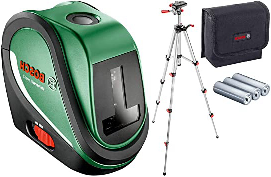 Bosch UniversalLevel 2 Set de nivel láser autonivelante con 3 baterías AA, en estuche blando