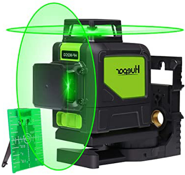 Huepar 902CG Nivel Láser 2X360 Verde 40m, MODO DE PULSO, 2X 360 Líneas Cruzadas Autonivelante, Conmutables 360 Grados Líneas Verticale/360 Grados Línea Horizontale, con 360° Base Giratoria Magnético
