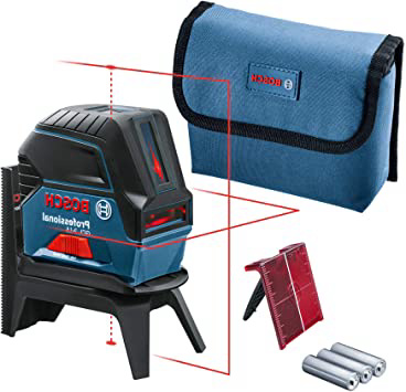 Bosch Professional GCL 2-15 - Nivel láser combinado, con puntos de plomada, 3 pilas AA, soporte giratorio RM 1, placa reflectora, estuche de protección, Láser rojo sin maletín, 1.5 V, 15 m
