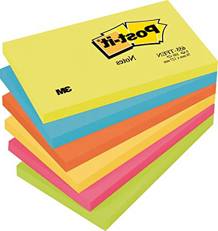 3M Post-it Pack Notas adhesivas 6 x 100 Bloc de nota , Multicolor (Colores Bangkok), Single, 127 x 76 mm