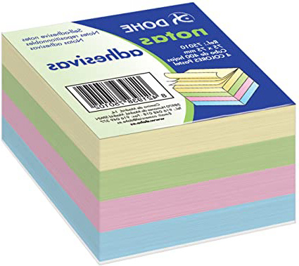 Dohe 75010 - Pack de 400 cubos de notas adhesivas, 75 x 75 mm