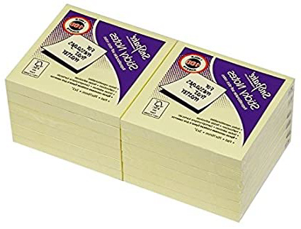 Snopake 12128 - Notas adhesivas (12 unidades x 100 hojas, 76 x 76 mm), color amarillo