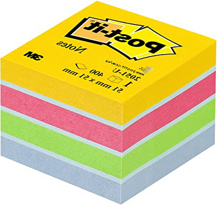 Post-It 2051-U - Papel para notas auto adhesivo (5.1 x 5.1 cm), Color Azul/Verde/Rosa/Amarillo