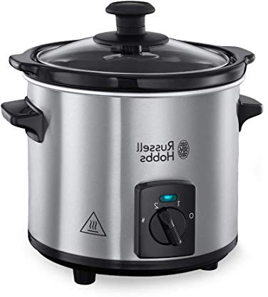 Russell Hobbs Compact Home - Olla de Cocción Lenta Compacta (Olla Baja Temperatura, Acero Inox y Negro, 2l) -ref. 25570-56