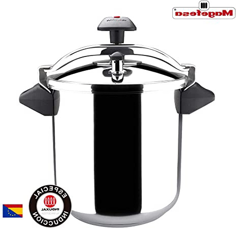 MAGEFESA INOXTAR Olla a presión rápida, Acero Inoxidable 18/10, Apta para Todo Tipo de cocinas, Incluido inducción (8L)