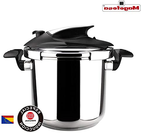 MAGEFESA Nova Olla a presión Super rápida de fácil Uso, Acero Inoxidable 18/10, Apta para Todo Tipo de cocinas, Incluido inducción. (4L)