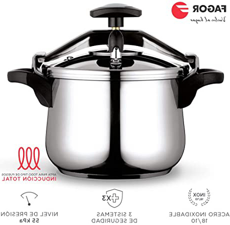 Fagor Clasica Olla a presión rápida, Acero Inoxidable 18/10, Apta para Todo Tipo de cocinas, INDUCCION Total. Fondo termodifusor IMPAKSTEEL máxima Resistencia, 3 Sistemas de Seguridad (4L)