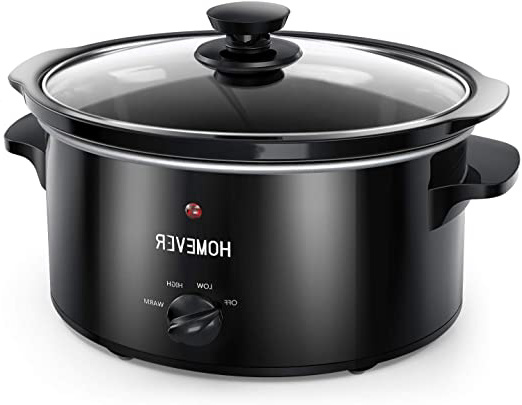 Ollas de Cocción Lenta,Homever 3.5L Slow Cooker con 3 Configuraciones de Temperatura (Alta/Baja/Cálida), Olla de Cerámica extraíble,Negro