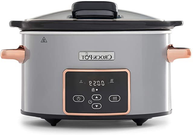 Crock-Pot CSC059X Olla de cocción lenta digital para preparar todo tipo de recetas, 3.5 litros, Plata/Cobre