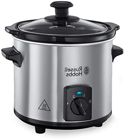 Russell Hobbs Compact Home - Olla de Cocción Lenta Compacta (Olla Baja Temperatura, Acero Inox y Negro, 2l) -ref. 25570-56