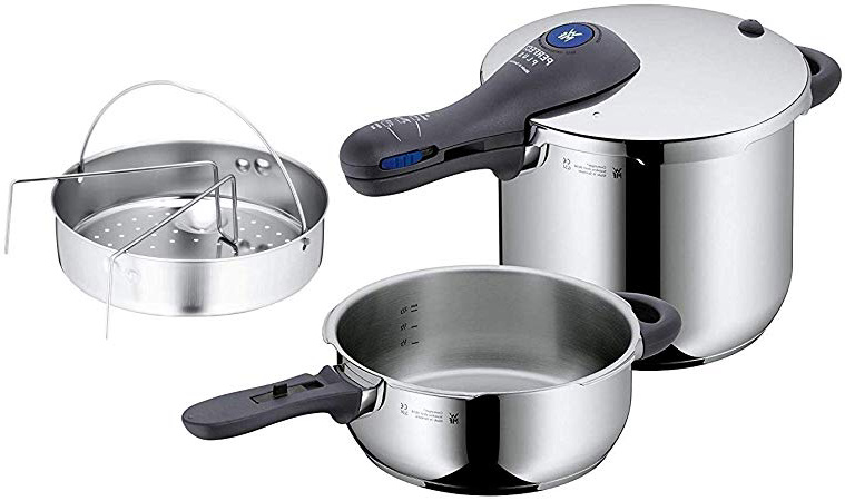 WMF Perfect Plus Set Olla express rápida, 22 cm de diámetro, 6.5 litros y 3 litros, juego de 3 piezas