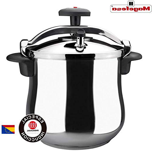 MAGEFESA Star Olla a presión rápida, fácil Uso, Acero Inoxidable 18/10, Apta para inducción. Fondo termodifusor, 3 Sistemas de Seguridad (BOMBEADA, 10L)