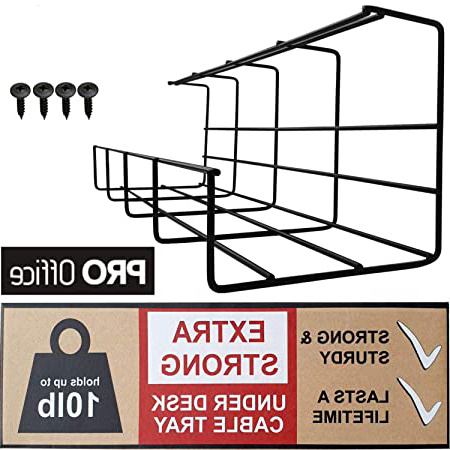 Scandinavian Hub Bandeja Organizadora Cables para Debajo de la Mesa o Escritorio – Organiza sin Nudos los Cables de tu Ordenador – para Hogar u Oficina (Negro - Unidad 40,5cm)