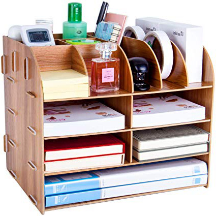 Lesfit Organizador Mesa Escritorio Madera, Organizar Sobremesa Escritorio De oficina Suministros