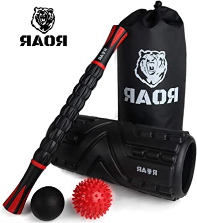 Roar® Foam Roller Masaje Kit, Rodillo Masaje Muscular Pack, Foam Roll Terapia, Roller Foam, Rulo Masaje Muscular, Rodillo Espuma Masajeador, Lacrosse Ball Y Bola Masaje con Palo Masajeador, Pilates.