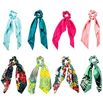 Pañuelos para el Pelo, Comius 8 Pcs Pañuelo para el cabello Scrunchies Bandas Elásticos Del Pelo Multi Patron Bufanda Cuello Accesorios Pelo Mujer Chica (A)