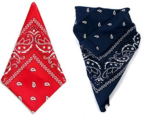 Lemon Tree, S.L. Pack de Dos Pañuelos Bandana de Algodón Microfibra para Cabeza o Cuello. Pañuelo Unisex para Hombre y Mujer. Tamaño aproximado 55x55cm. Color Negro Y Rojo