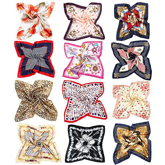 VBIGER Pañuelo de Seda Cuadrado para Mujer,12 pcs