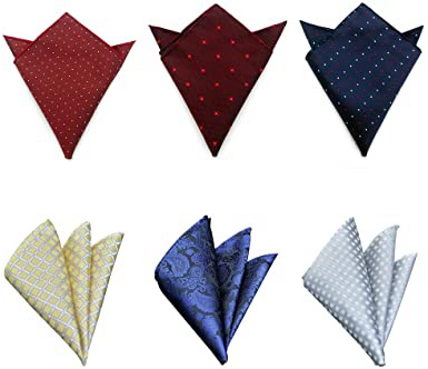 6 Piezas Cuadrado Pañuelo de Bolsillo de Traje de Hombres Handkerchief para Boda Fiesta Otras Ocasiones