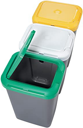 Productos Del Hogar Ideal para Hogar/Oficina/Interior/Exterior Papelera Reciclaje 3 Compartimentos, 75 litros Capacidad Total, 78,5 (Ancho) x 33 (Profundo) x 47,5 (Alto) cms-plástico-Multicolor