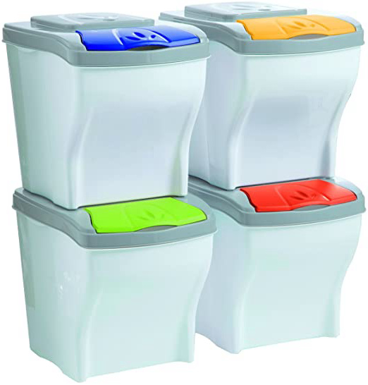 Bama Poker - Conjunto de 4 cubos modulares para la basura, 20 Litros