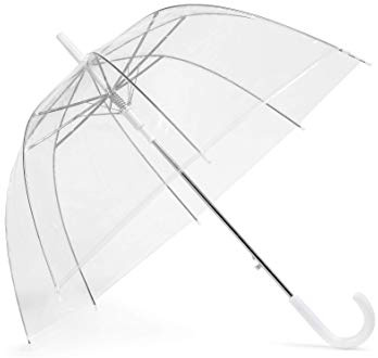 GadHome - Paraguas Transparente | Paraguas de Domo Grande de 85 cm para Mujeres, Bodas, Fotos de Fiesta de Novias | Paraguas Translúcido Ligero Plegable de Señora con Mango Blanco en C