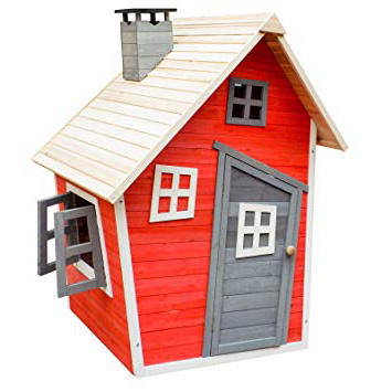 Caseta juegos niños infantil de madera casita para jardín jugar exterior ventanas