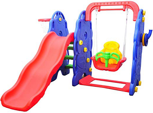 Columpio Infantil + Tobogan y Canasta Baloncesto Juguete Jardin Niños a Partir 3 años