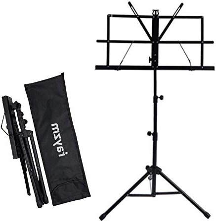Rayzm Stand/Atril para partituras plegable y portátil con bolsa de transporte, altura ajustable, Peso máximo 1.5Kg, Ligero y Compacto para Viajes o Desplazamientos