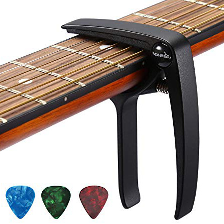 Asmuse Trigger Cejilla Guitarra Electricas Skeleton Capo para Guitarra Española Acustica Folk Ukelele Bajo instrumento Ligero Sola Mano Cambio Fácil y Rápido Aleación de Aluminion de Aluminio