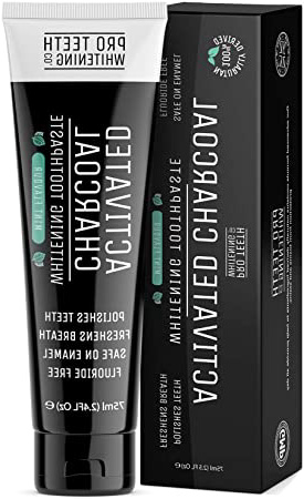 Pasta de Dientes Blanqueadora sabor menta - Blanqueador de Dientes - Para Dientes Blancos - Pasta de Dientes de Carbón Activo - Libre de Fluoruro