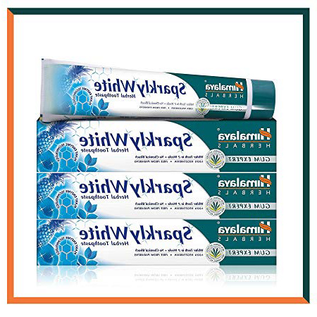Himalaya Herbals Sparkly White Pasta de dientes a base de hierbas * Obtenga dientes más blancos en 2 semanas * Eliminación avanzada de placa, no contiene sustancias químicas, 100% vegana 75ml (3-Pack)