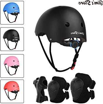 JIM'S STORE Casco y Protecciones Ajustable Infantiles Rodilleras Coderas,Set di Casco 7 Piezas/Set para Scooter Ciclismo Rodillo Patinaje
