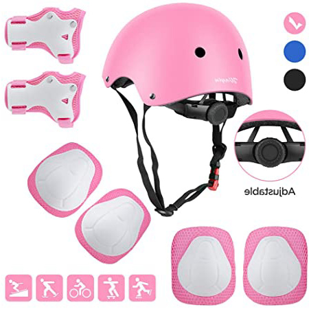 Wayin Casco Infantil, Protecciones Patines Niña Rodilleras y Cascos Ajustable Coderas para Patinar Bicicleta Monopatín