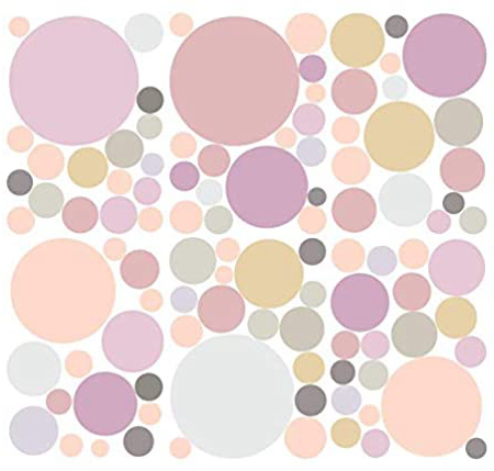 Calcomanía de pared de 100 puntos para la habitación de los niños - puntos para pegar en la decoración de la pared de la etiqueta de la pared, Albaricoque - Vainilla - Melocotón - Gris