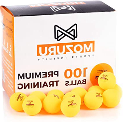 MOZURU Pelotas de Ping Pong Pack 100 Unidades, 100 Pelotas de Tenis de Mesa, Premium Training 40+, Pelotas de plástico Naranja, Material ABS con Costura