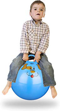 Relaxdays Bola Saltarina para Niños, Pelota Saltar Animales, Balón Infantil, 45 cm Diámetro, PVC, Azul, Color, 45 x 45 x 55 cm (10022554_45)