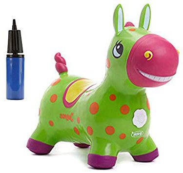 Baobe Horse Ride On, Caballo para Saltar Bomba Inflable Incluida, Caballo Inflable, Caballo de Salto para Niños con el Mejor Caucho Ecológico (Verde)