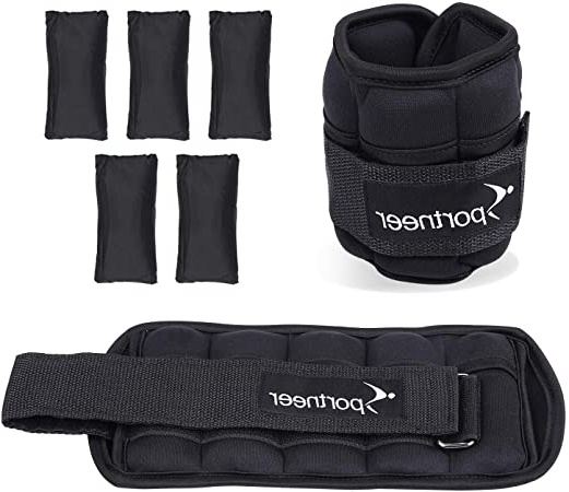 Sportneer Peso para Tobillo, Pesas Ajustables 0.25Kg - 1.8Kg (1 par) Peso Durable para Muñeca con Correa Ajustable para Ejercicio, Ejercicio, Caminar, Footing, Gimnasia, Aeróbic, Gimnasio - Negro