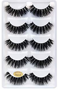 Anself Pestañas Postizas, 5 Pares de 3D Gruesa Pestañas Largas,Puro Hecho a Mano Reutilizable Pestañas Postizas (Negro G800)