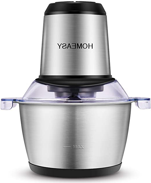 homeasy Picadora Eléctrica de Carne y Alimentos 350W con Tazón de Acero Inoxidable y 4 Cuchillas Afiladas, Trituradora 2L para Carne Verduras Frutas y Nueces