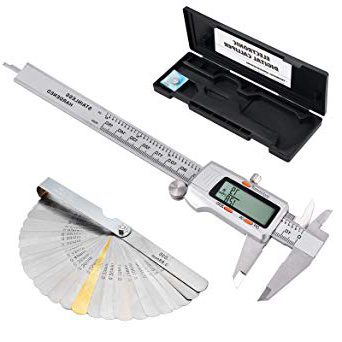 eSynic Calibre Vernier Digital 150mm/6inch pie de rey con Calibrador Electrónico Fracciones/Inch/Metrico con Calibrador de Espesores Acero Inoxitable para Ingeniero de Diseño y Diámetro Mecánico