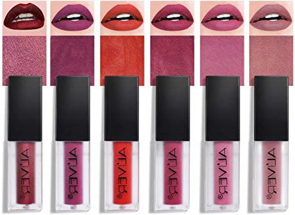 Maquillaje de belleza Brillo labial Terciopelo Mate Impermeable Cosmético ong Lápices labiales duraderos No se desvanecen (6 PCS)