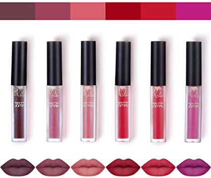 Luckyfine 6 Piezas Lápiz Labial Líquido Mate de Larga Duración Kit de Pintalabios Impermeable Resistente al Agua Lápiz Labial de Maquillaje, Regalo Perfecto para Todas Ocasiones