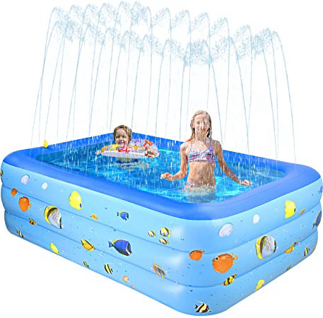 Piscina hinchable cuadrada dorada para