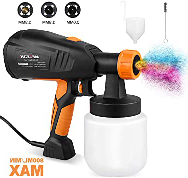 Pistola de Pintura, Meterk 400w Pistola de Pulverización Pintura Eléctrica,800ml/Min con 3 Boquillas 3 Patrones de Pulverización
