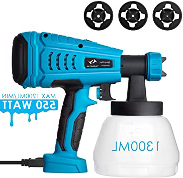 Pistola de Pintura 550W 120 DIN/S Tilswall Pistola de Pulverizacion Pintura Eléctrica 1200ml/Min,con 3 Boquillas(φ1.0mm,φ1.8mm,φ2.6mm), Recipiente de 1300 ml para Pintura y Decoración de Bricolaje