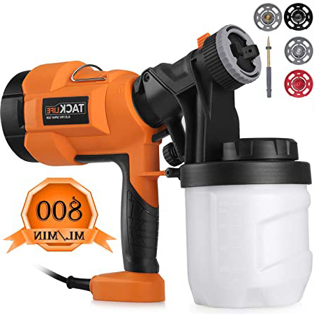 Pistola de Pintura, Tacklife Pistola de Pulverización Pintura Eléctrica, 800 ml/Min, 3 Modos de Pintar, con 4 Boquillas, 900 ml Recipiente de Pintura, SGP15AC