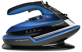 Rowenta DE5010D1 Freemove Plancha de vapor sin cable con golpe de vapor 115 g/min, 2400 W, 250 ml, suela Microsteam 400 láser, Azul/Negro